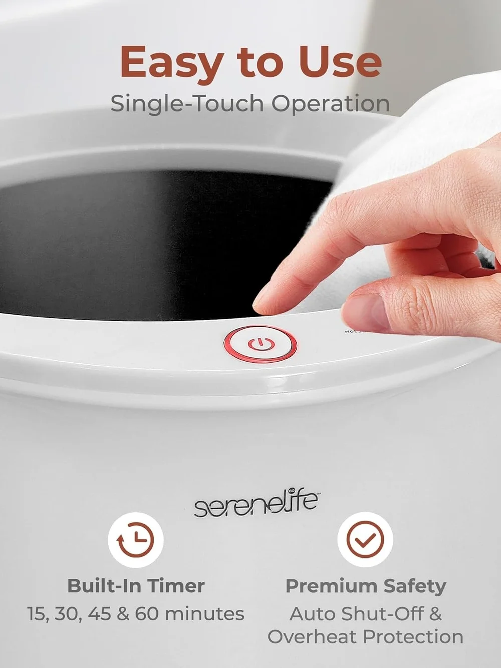 Serenelife Towel Warmer Single Touch Luxury Bucket Style - White (SLTLW400) NEW